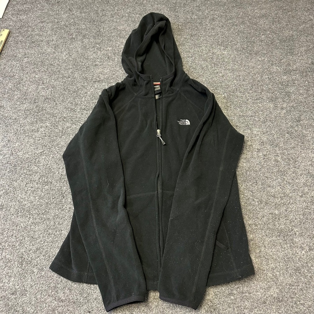The North Face Fleece Hoodie Womens Size M Black Full Zip TKA 100 Lightweight